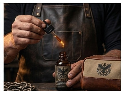 The Riot Act Ember & Iron Beard Oil — Small Batch Bergamot Cedarwood Leather Men's Beard Oil