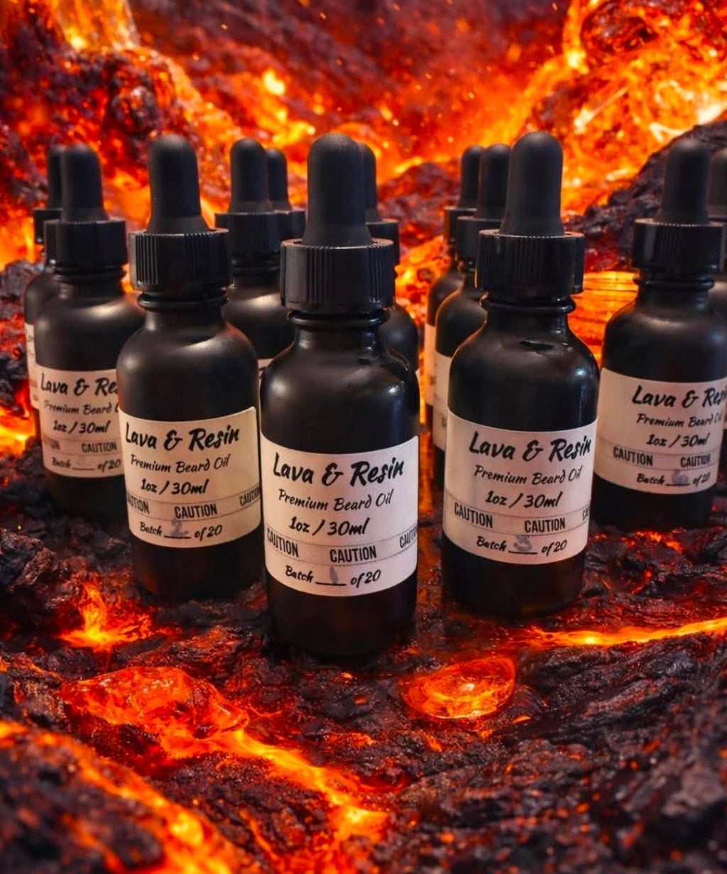 The Riot Act Lava & Resin Beard Oil — Small Batch Mineral Myrrh Cassia Men's Beard Oil