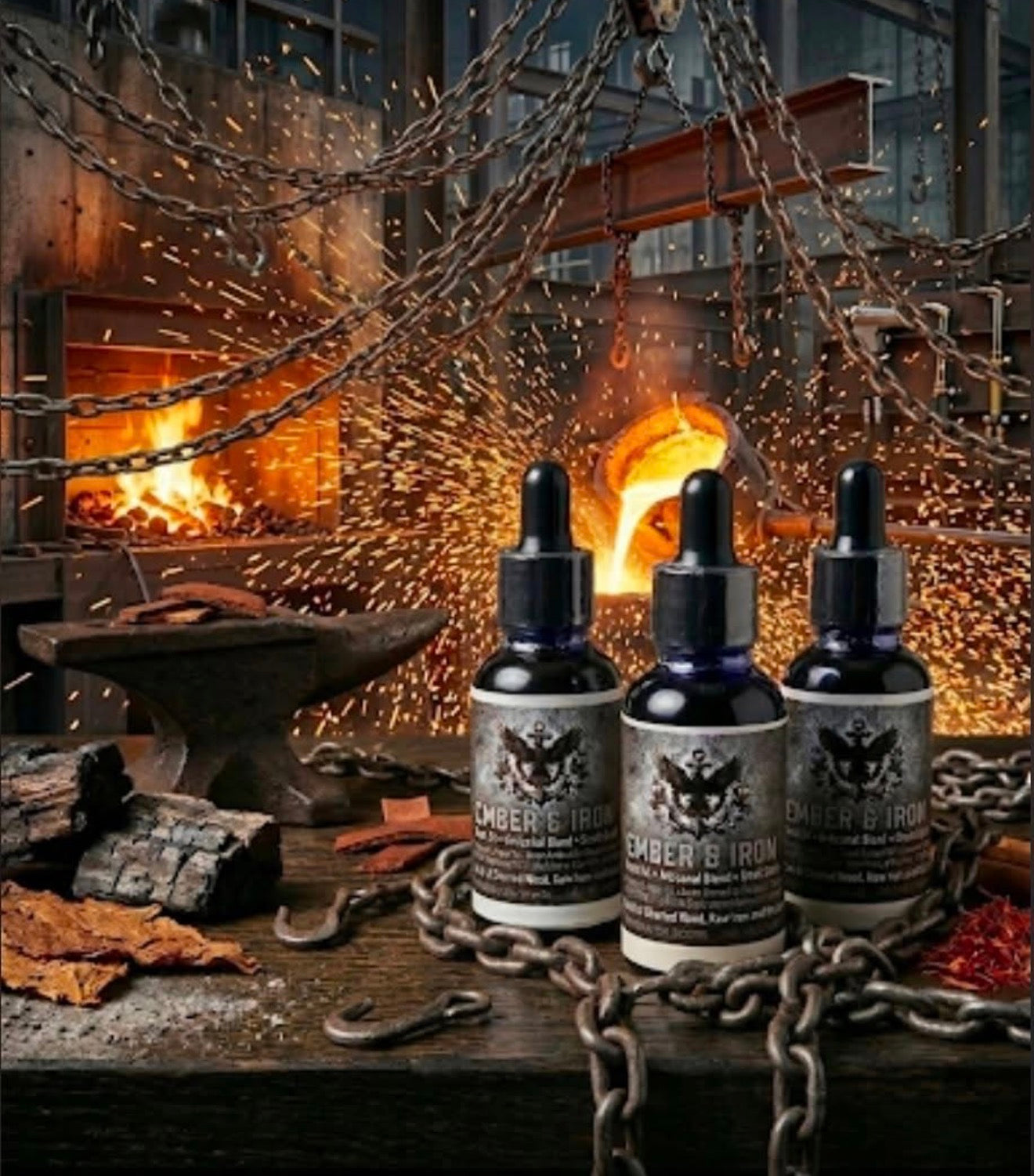 The Riot Act Ember & Iron Beard Oil — Small Batch Bergamot Cedarwood Leather Men's Beard Oil