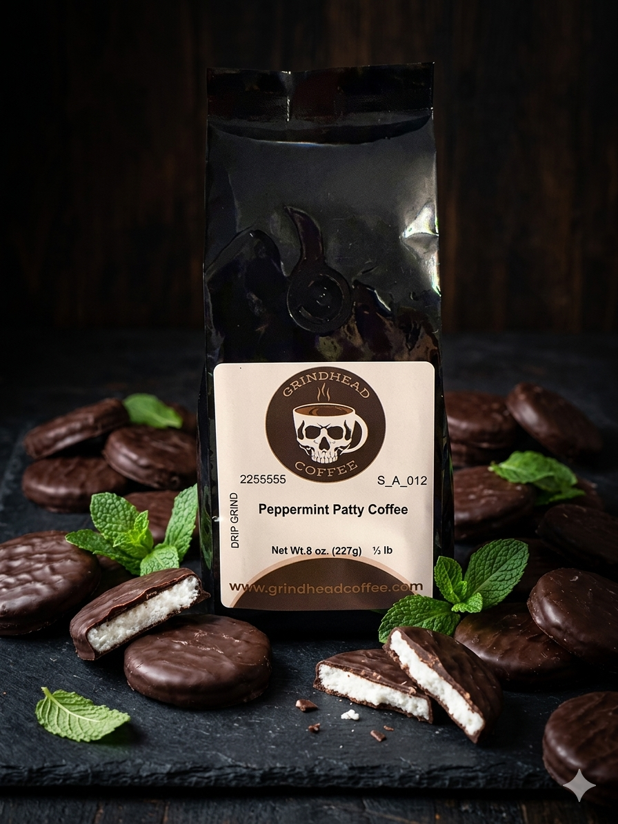 Peppermint Patty Coffee – Dark Chocolate + Cool Mint Medium-Dark Roast
