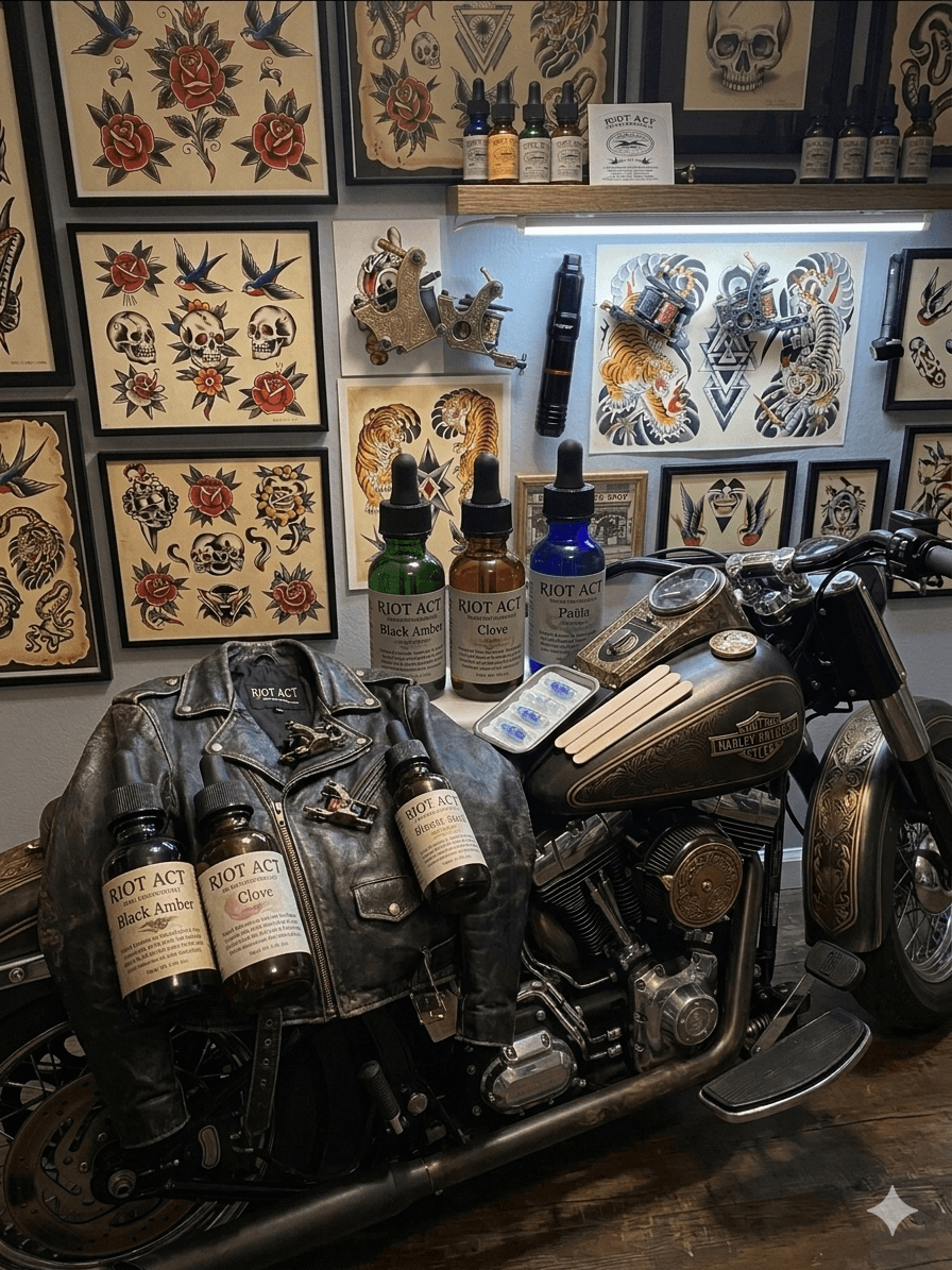 The Riot Act Biker's Jacket Beard Oil — Small Batch Leather Tobacco Cedarwood Men's Beard Oil