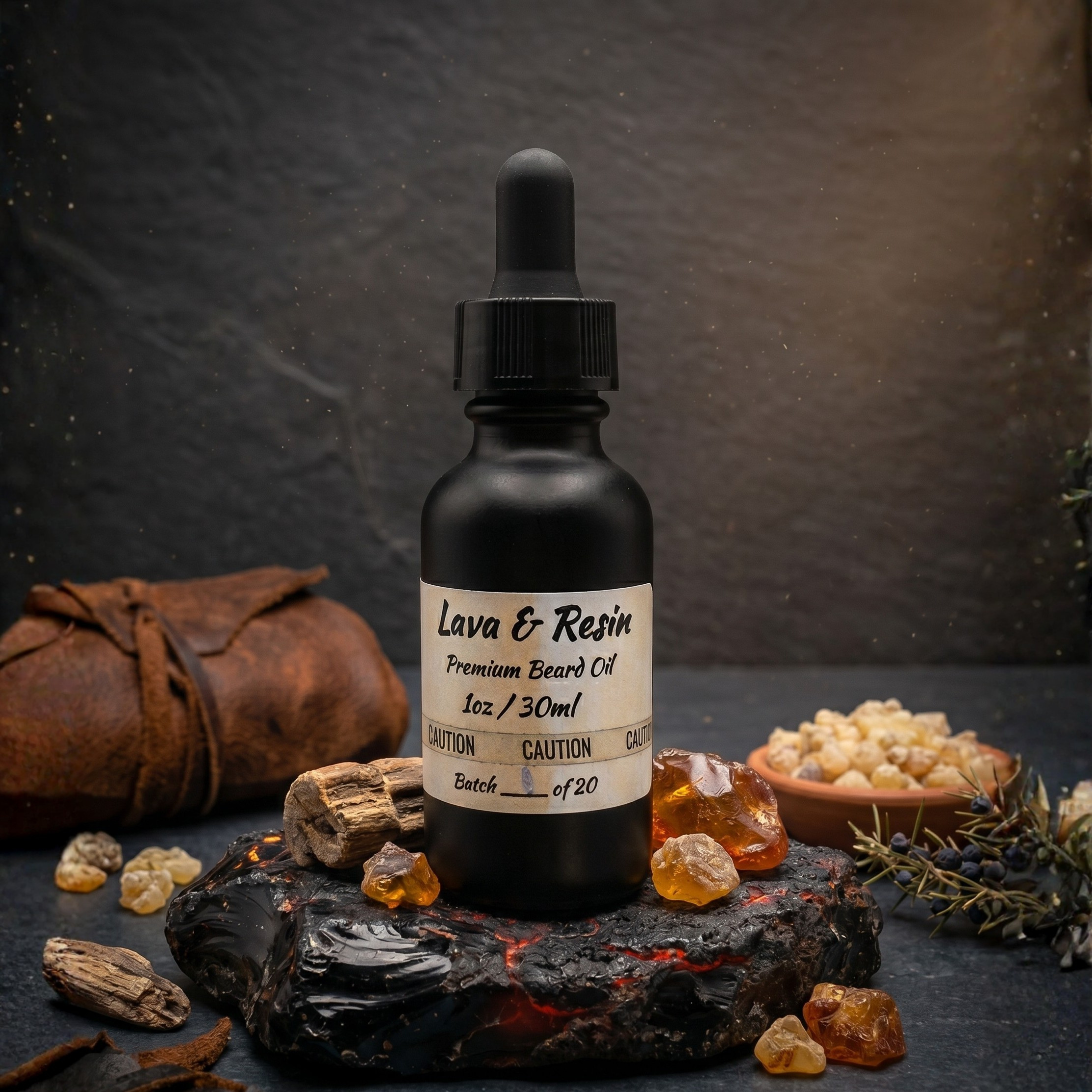 The Riot Act Lava & Resin Beard Oil — Small Batch Mineral Myrrh Cassia Men's Beard Oil