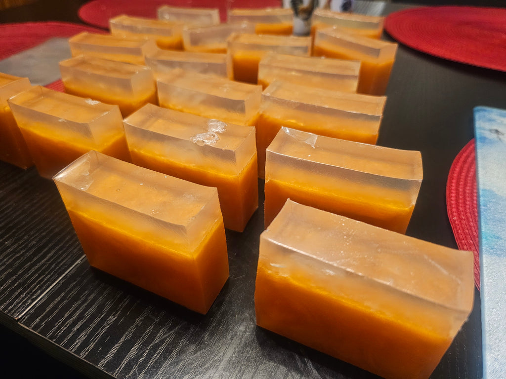"Bourbon & Cola Seltzer" soap bars.