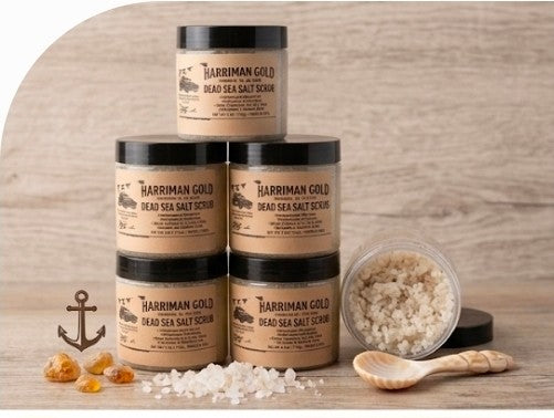 Harriman Gold Dead Sea Salt Scrub — Coarse Grit / Vanilla & Orange 10x