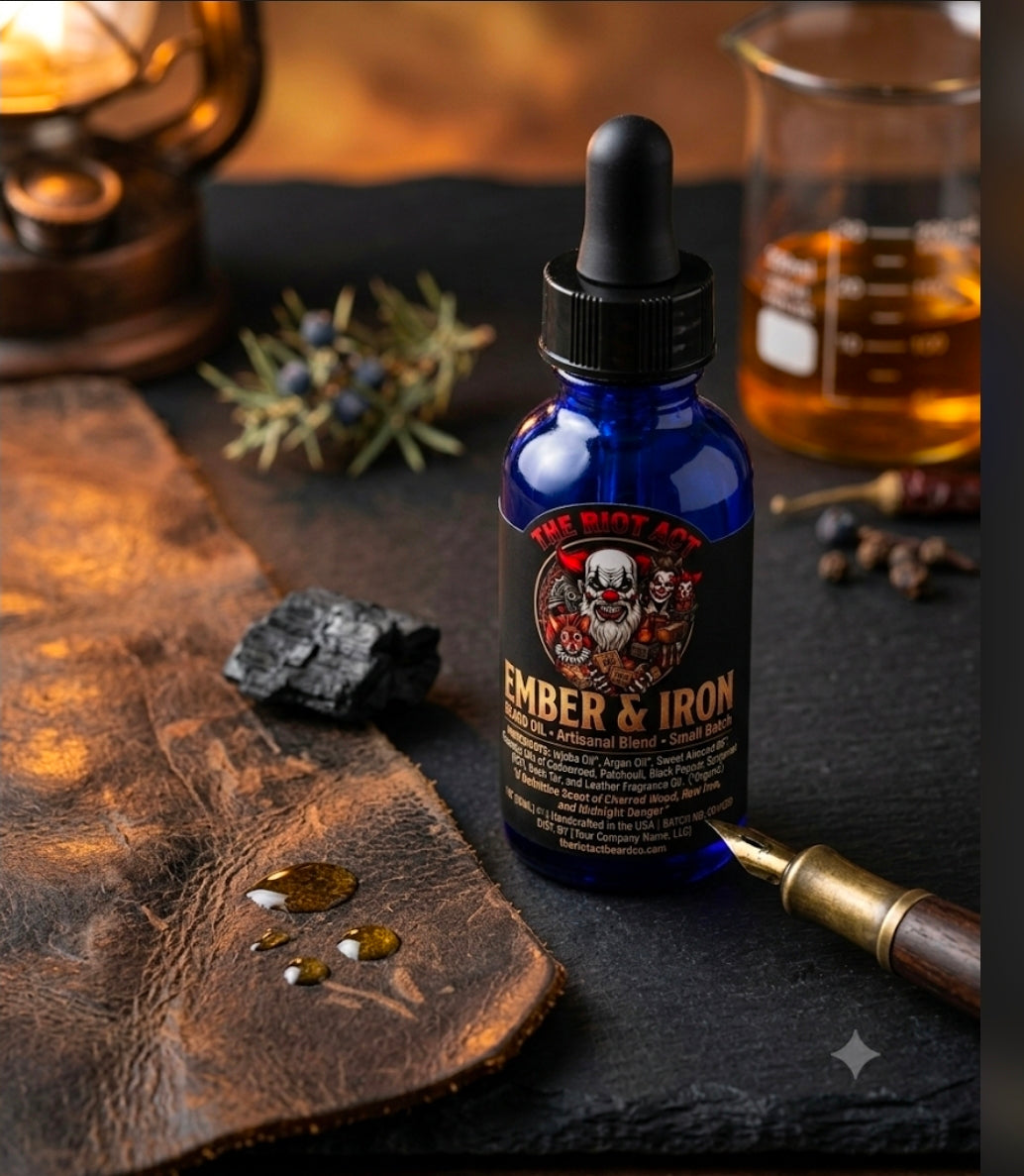 Ember & Iron Beard Oil packaging