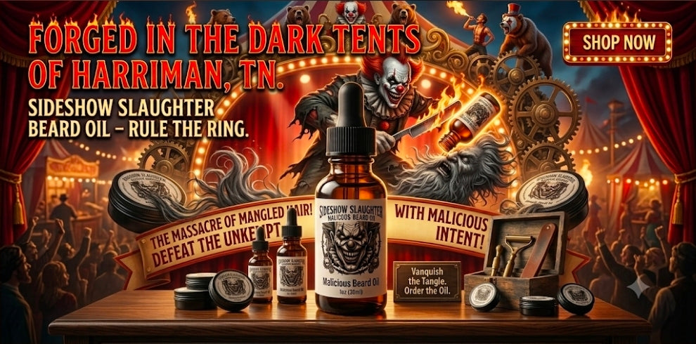 Sideshow Slaughter Malicious Beard Oil packaging