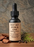 Iron & Oak Premium Body Oil | Riot Act Beard Co.