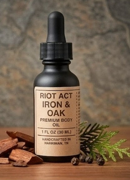 Iron & Oak Premium Body Oil | Riot Act Beard Co.